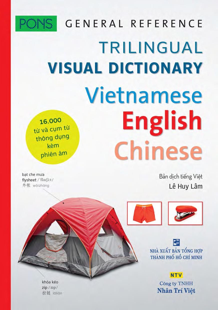 Sách Từ điển hình ảnh Tam Ngữ Trung Anh Việt 16000 từ hơn 3000 hình ảnh màu sắc nét có mp3 nghe qua app– Visual English Vietnamese Chinese Trilingual Dictionary + DVD tài liệu