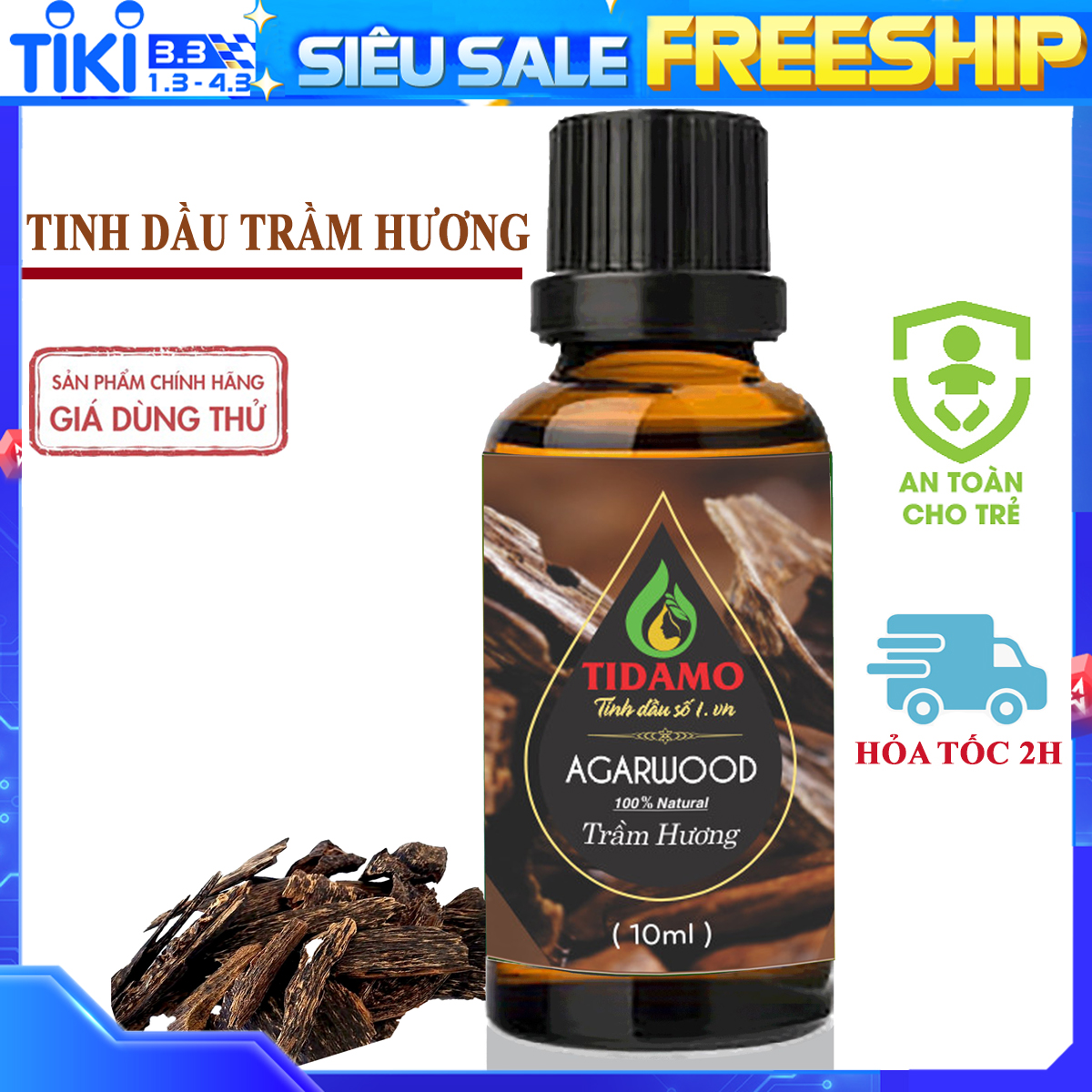 Tinh Dầu Xông Phòng TRẦM HƯƠNG TIDAMO Cao Cấp - Tinh Dầu Trầm Hương Từ Thiên Nhiên Giúp Bảo Vệ Sức Khỏe, Thư Giãn Và Tĩnh Lặng Tinh Thần - Kiểm Nghiệm Chất Lượng Tại Trung Tâm Quatest 3