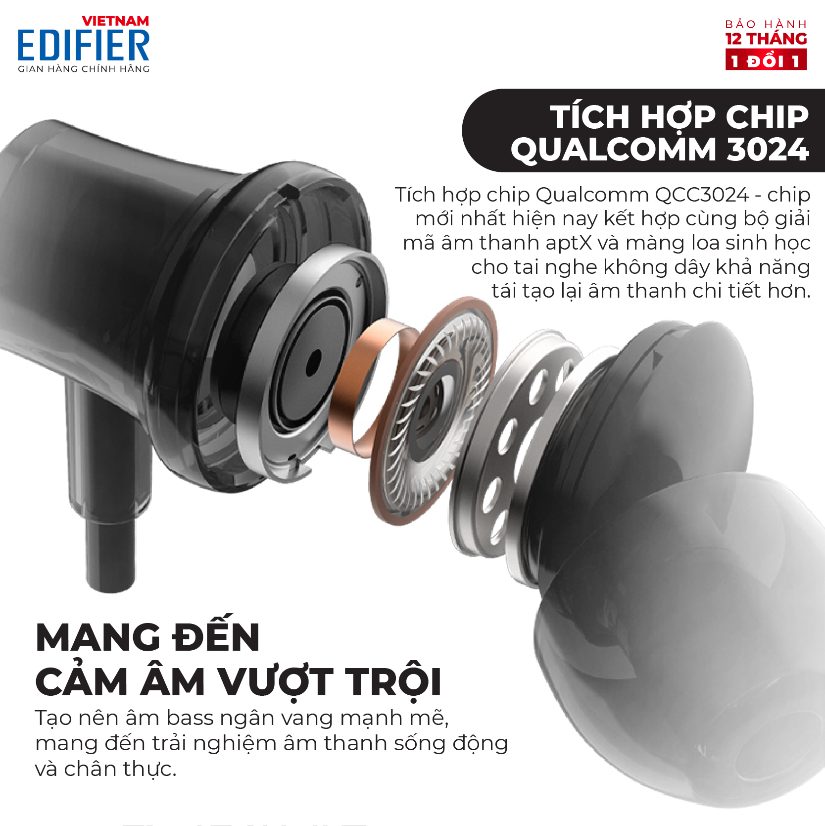 Tai nghe Bluetooth 5.1 EDIFIER W200BT Plus Âm thanh Stereo Chống nước IPX5 - Hàng chính hãng