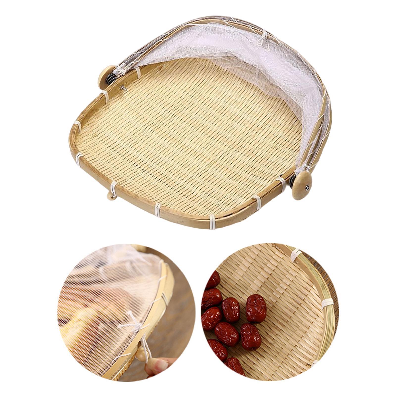 Food Serving Tent Basket Food Storage Basket with Mesh Gauze Cover for Fruit