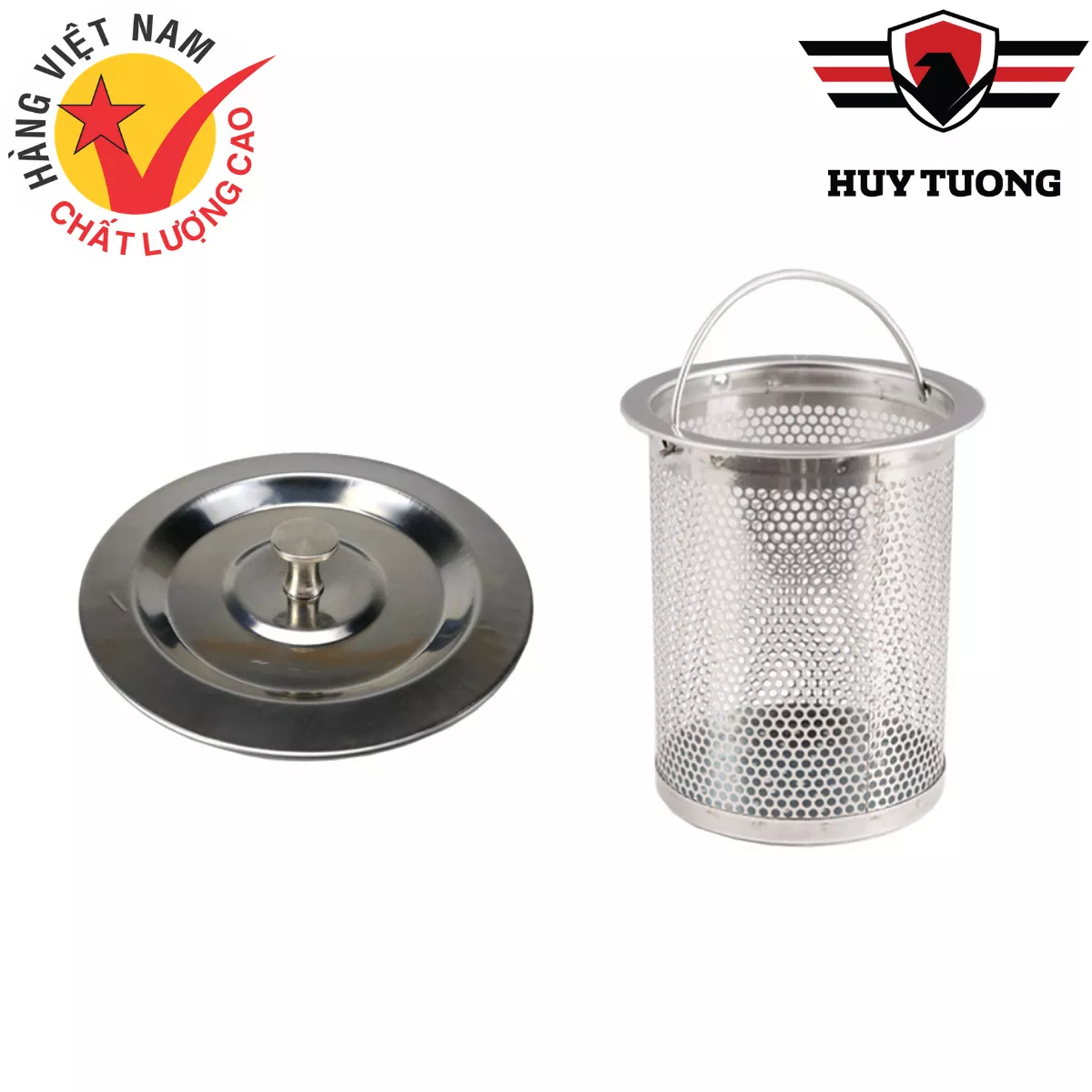 Nắp rổ lọc rác, chặn rác inox 304 cao cấp cho bồn rửa chén bát - Huy Tưởng