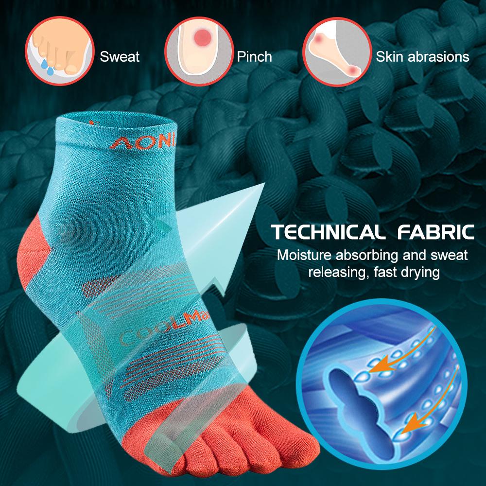 Bộ 3 đôi vớ xỏ ngón thể thao, thoáng khí, nhanh khô, chống trượt