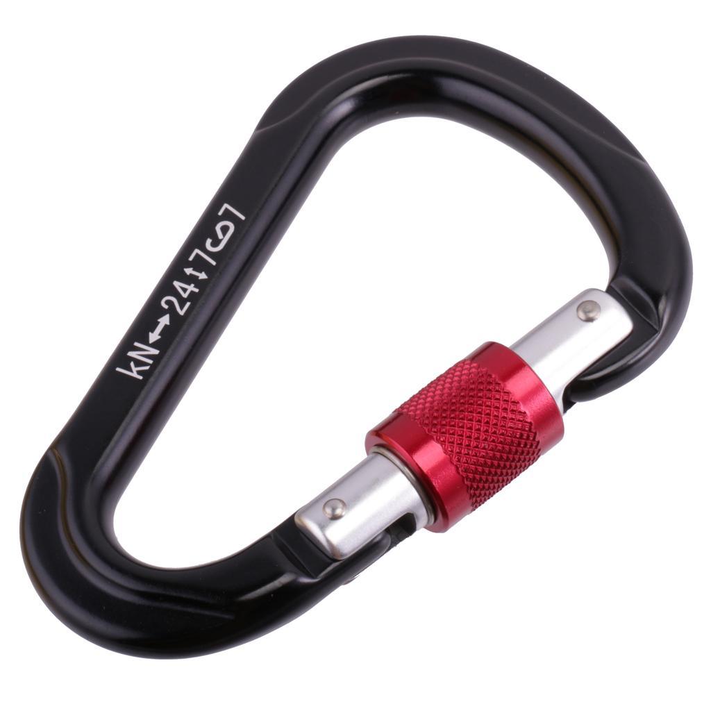 2x 24KN Rock Climbing Rappelling Screw Locking Carabiner Safety Rescue Gear