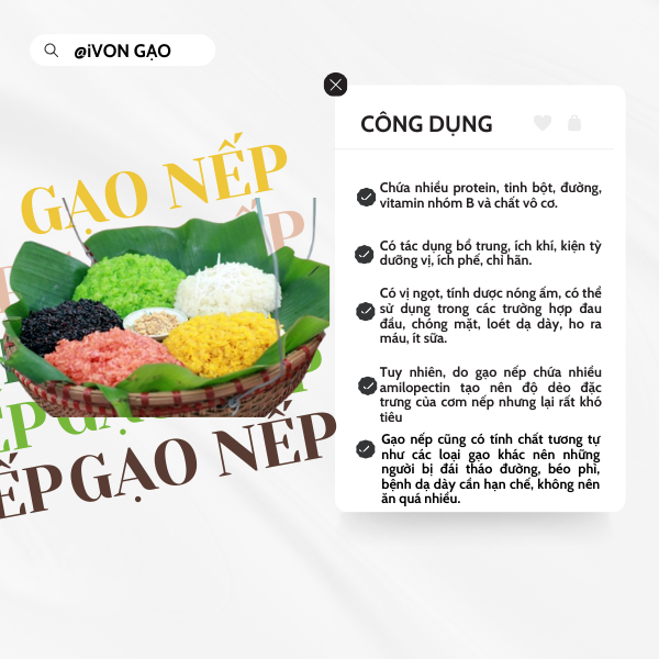 Gạo nếp - Túi 5 kg - Dẻo, thơm, mềm cơm