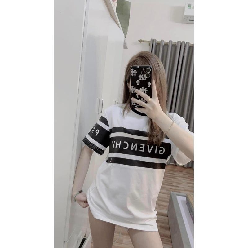 [Hàng Hot] Áo Thun Cộc Tay Dáng Unisex Chữ Ngực GIVECHI Màu Đen Trắng Cực HotÁo Phông Form Rộng Mới Ra Mắt - Viền Đen