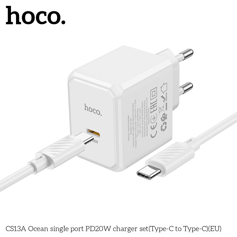 Bộ Sạc Nhanh Type C PD20W Hoco CS13/CS13A Cho Iphone15,16 - Sạc Nhanh 0 đến 50% Pin Trong 30p - Bảo Hành 1 Năm - Hàng Chính Hãng