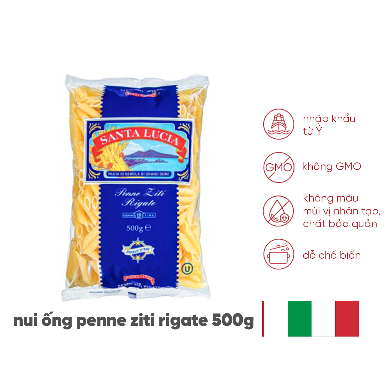 Nui Penne Ziti Rigate số 70 Santa Lucia 500g