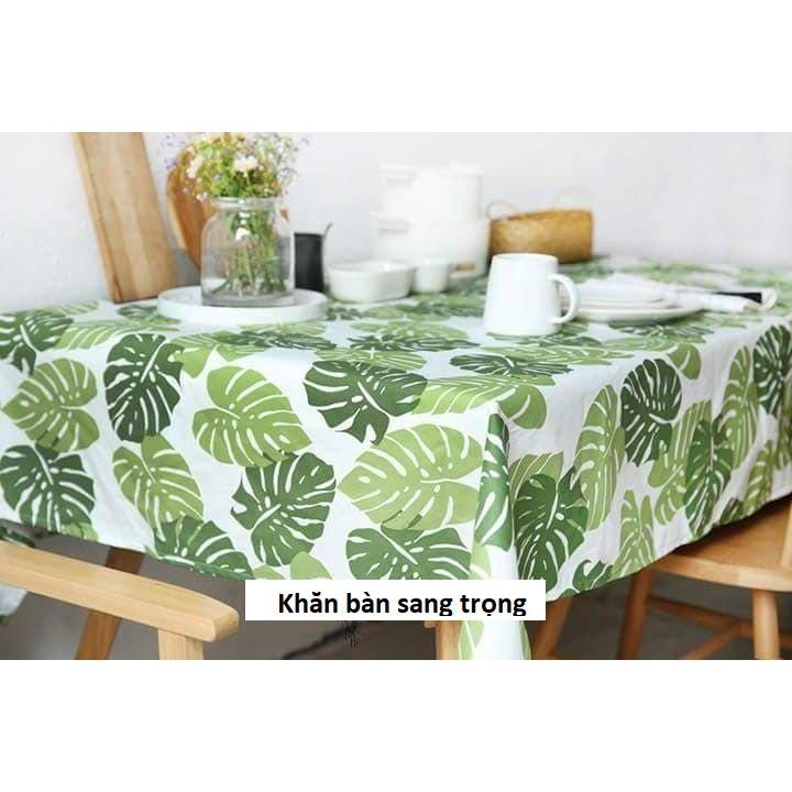Vải Bố Vải Canvas Decor Trang Trí May Rèm, Màn, Khăn Trải Bàn, Khăn Picnic, Phông Nền Chụp Ảnh Họa Tiết Lá Lớn Xanh