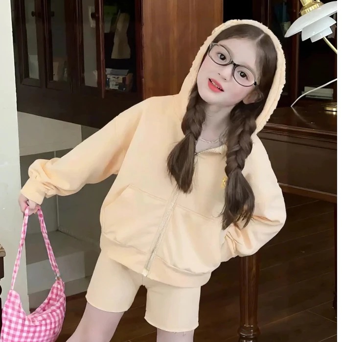 Áo Khoác Bé Gái Da Cá Có Nón Bèo Rebel Siêu Dễ Thương Từ 12-45kg Dành Cho Bé Gái