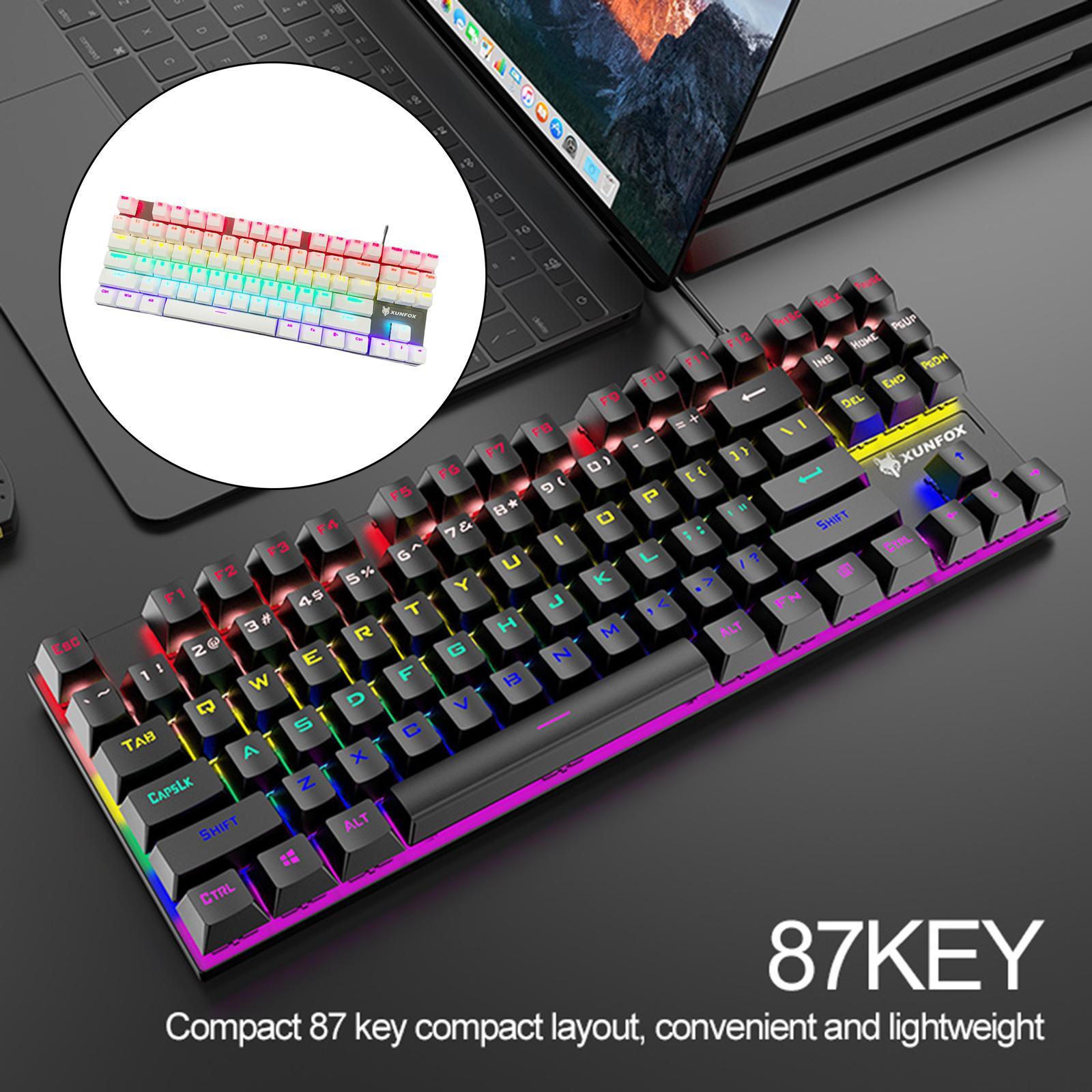 RGB 87 Keys Gaming Mechanical Keyboard USB Wired Space Saving for A