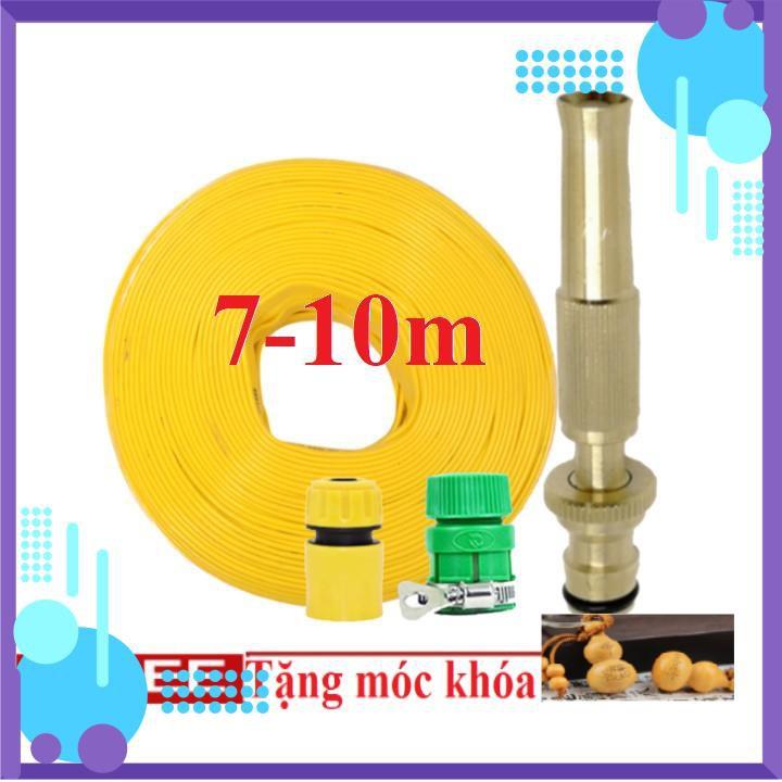 Vòi Xịt Nước️ Bộ dây vòi xịt nước rửa xe, tưới cây , loại 7m, 10m 206587 cút sập,+ móc khoá