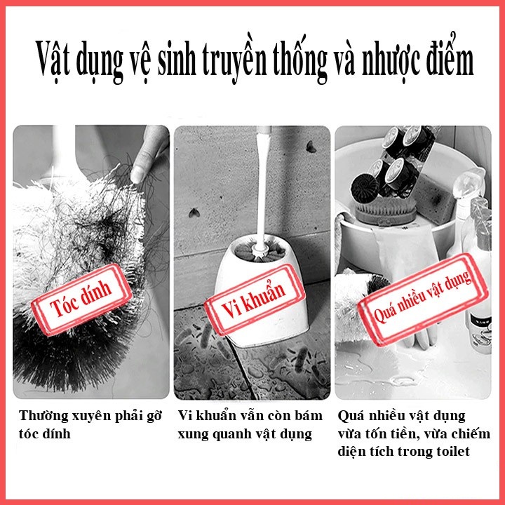 Cọ Bồn Cầu Toilet, Cọ Vệ Sinh Cao Cấp – Đầu Cọ Dùng Một Lần, Cây Gắp Tiện Dụng