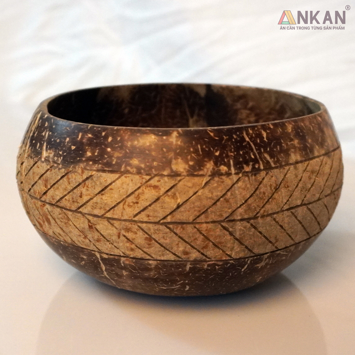 Bát Gáo Dừa Khắc Lá Cọ Thủ Công – Đựng Ngũ Cốc, Sinh Tố, Chè, Bánh Kẹo, Decor Spa