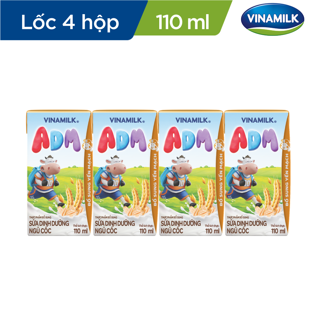 Sữa dinh dưỡng Ngũ cốc - Yến mạch Vinamilk ADM - Thùng 48 hộp 110ml