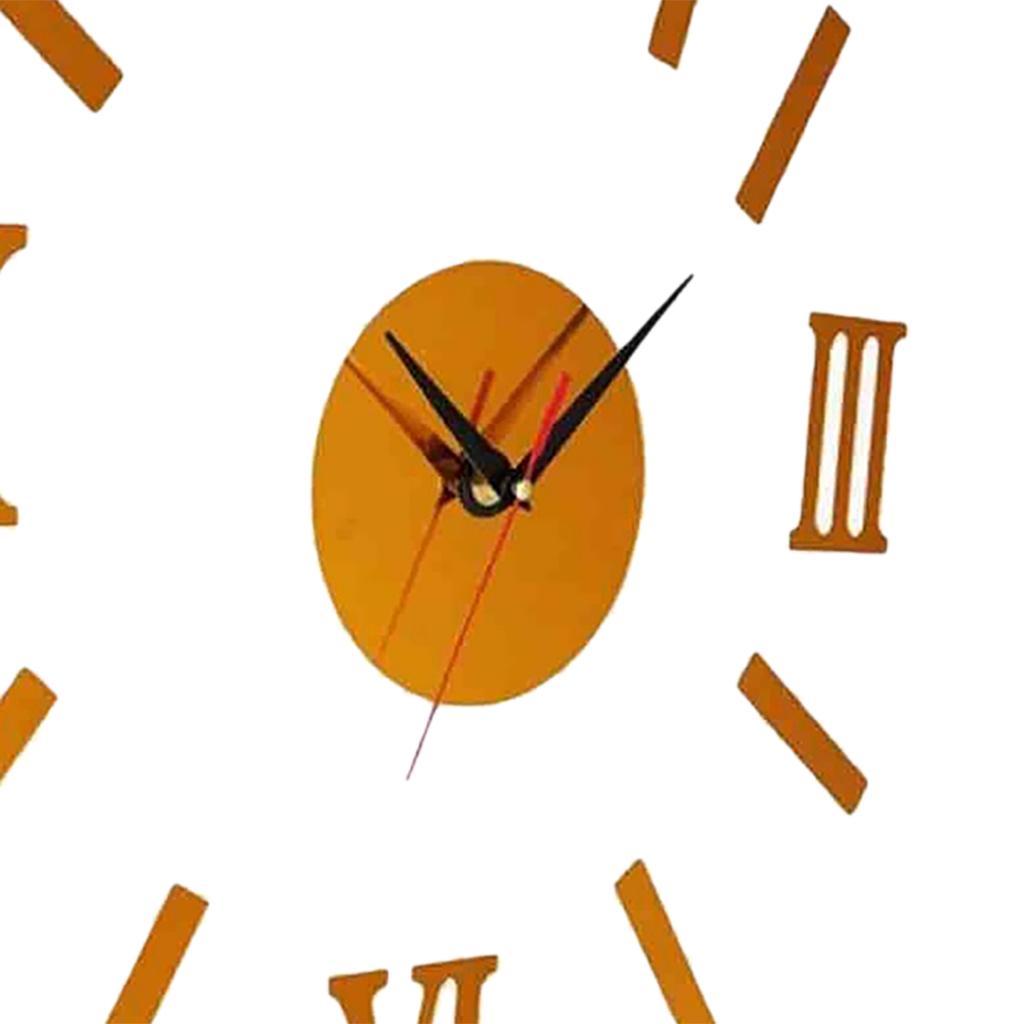 Roman Numerals 3D Mirror Sticker Bedroom Decor Golden