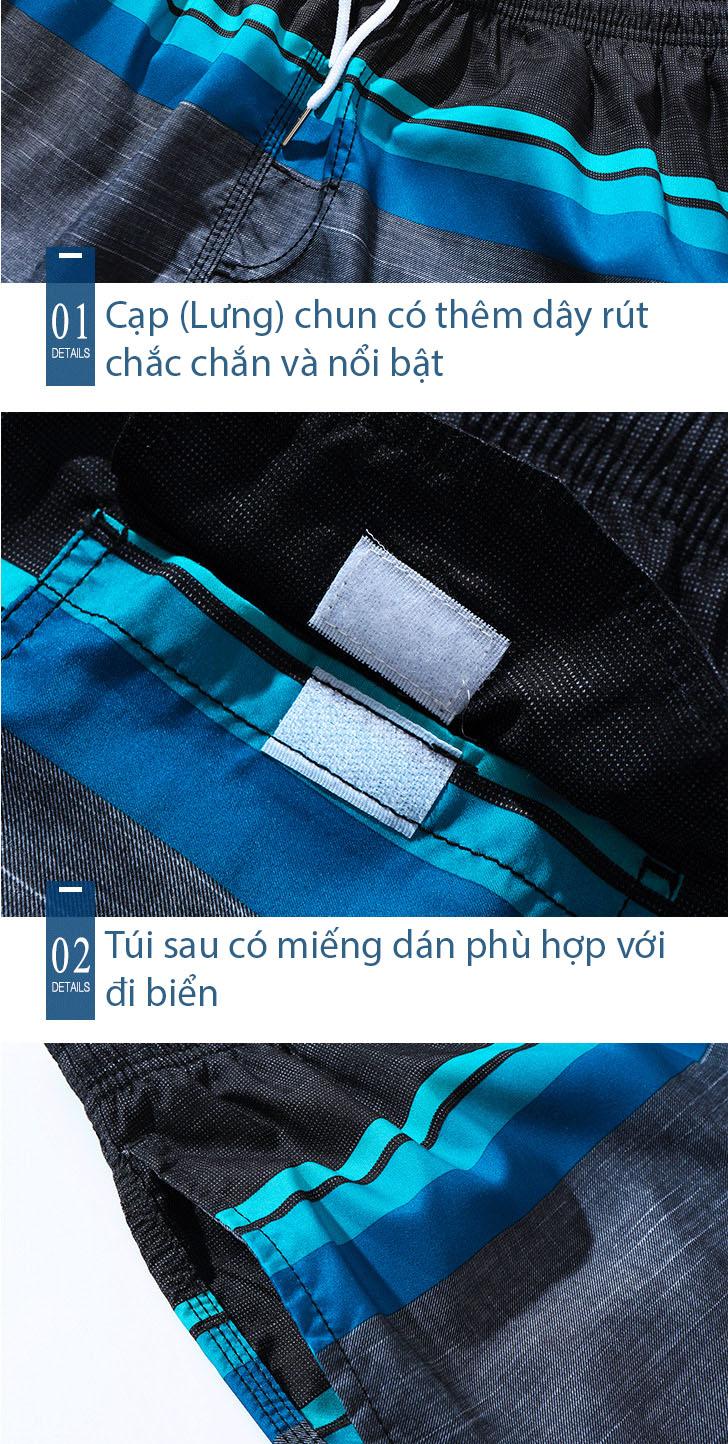 Quần shorts đi biển nam vải dù, phong cách