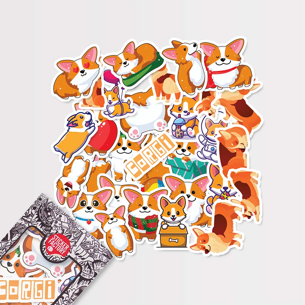 Corgi chó - Set 30 sticker hình dán