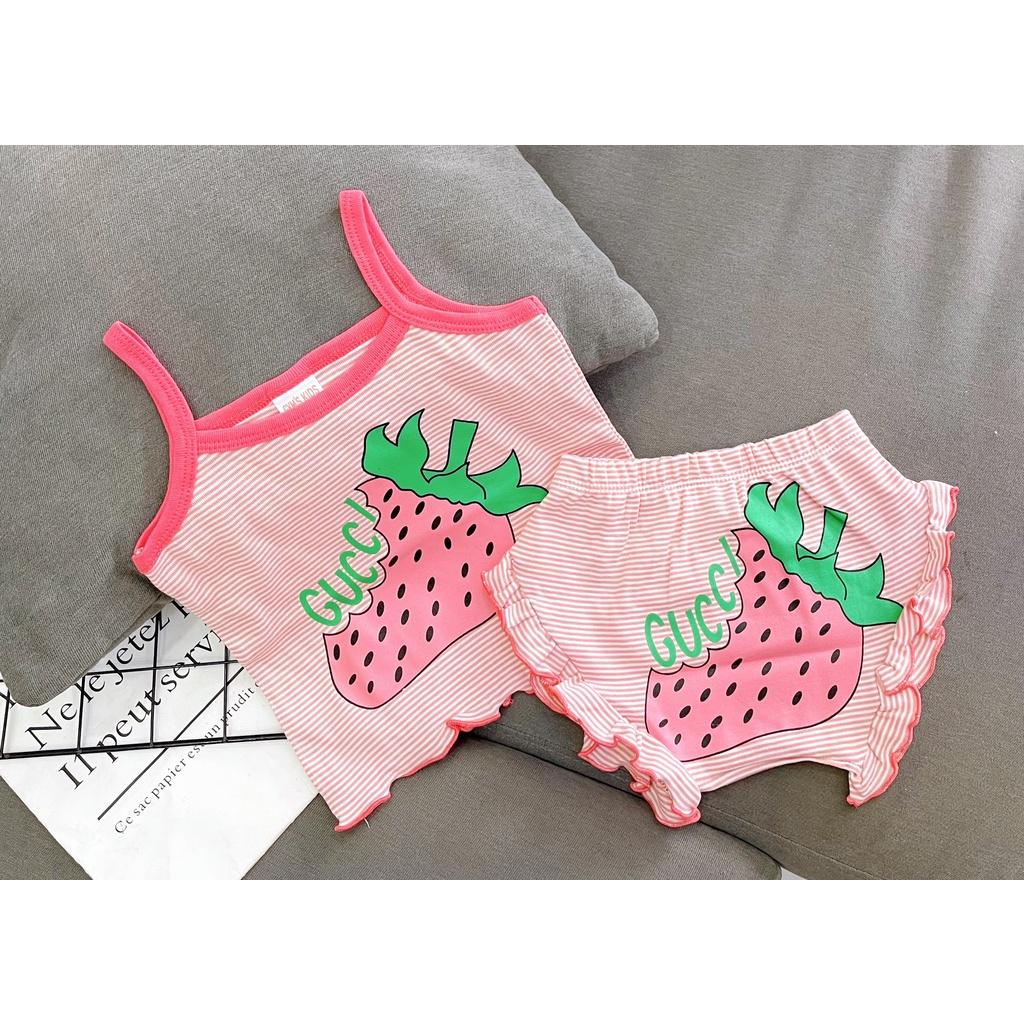 Bộ Chip 2 Dây cotton borip xuất in Hình siêu cưng cho Bé Gái, Đồ bộ mặc nhà, bộ hai dây