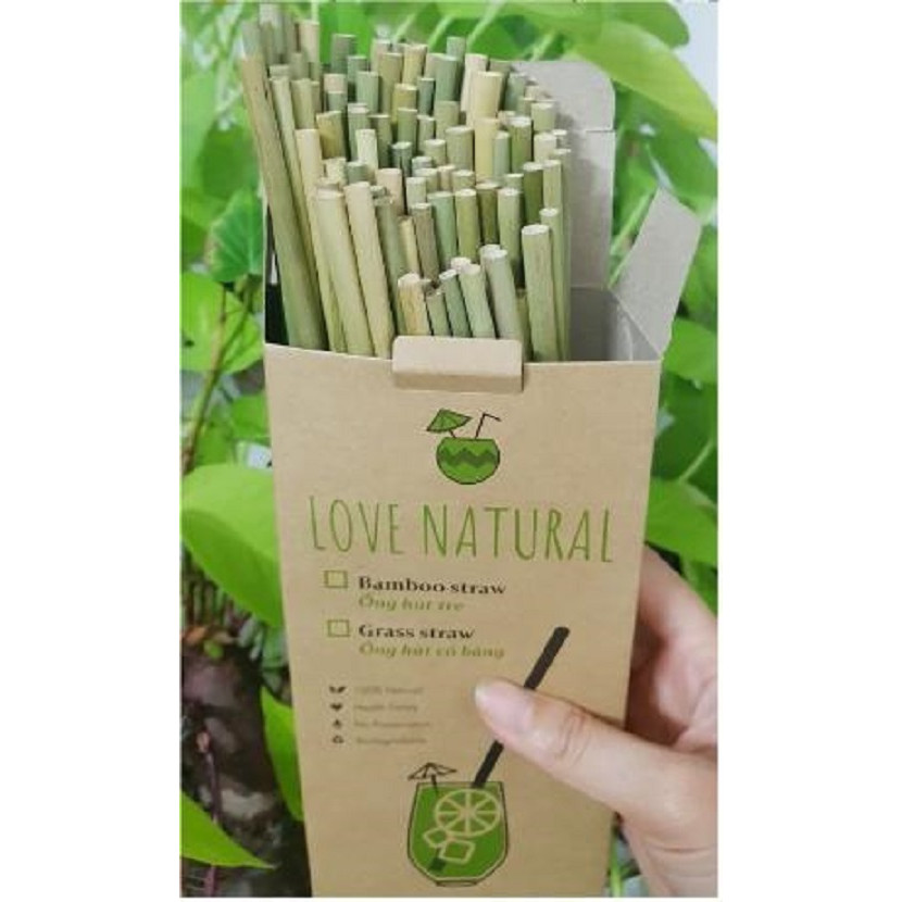 100 Ống hút cỏ khô xuất khẩu Love Natural