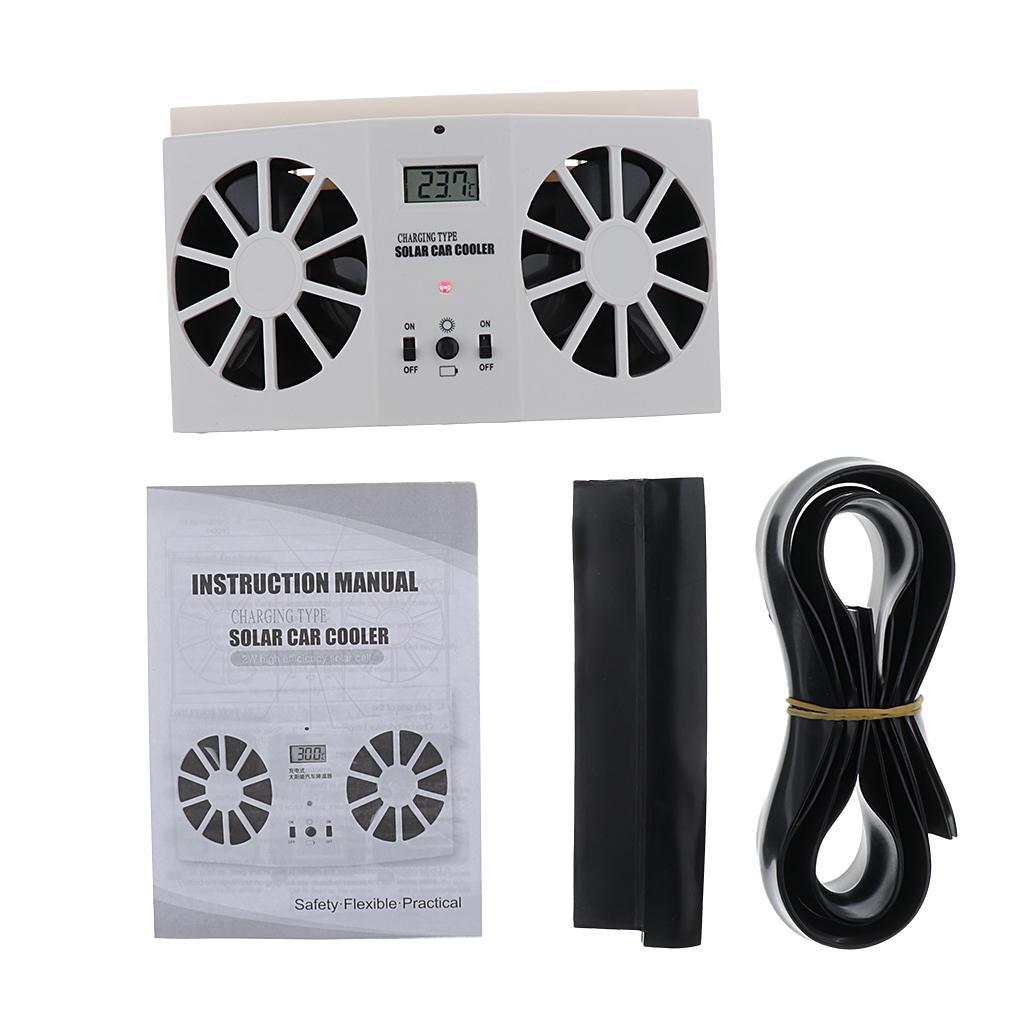 Plug and Solar Dual Fan Window Air Vent Cooler Windshield black