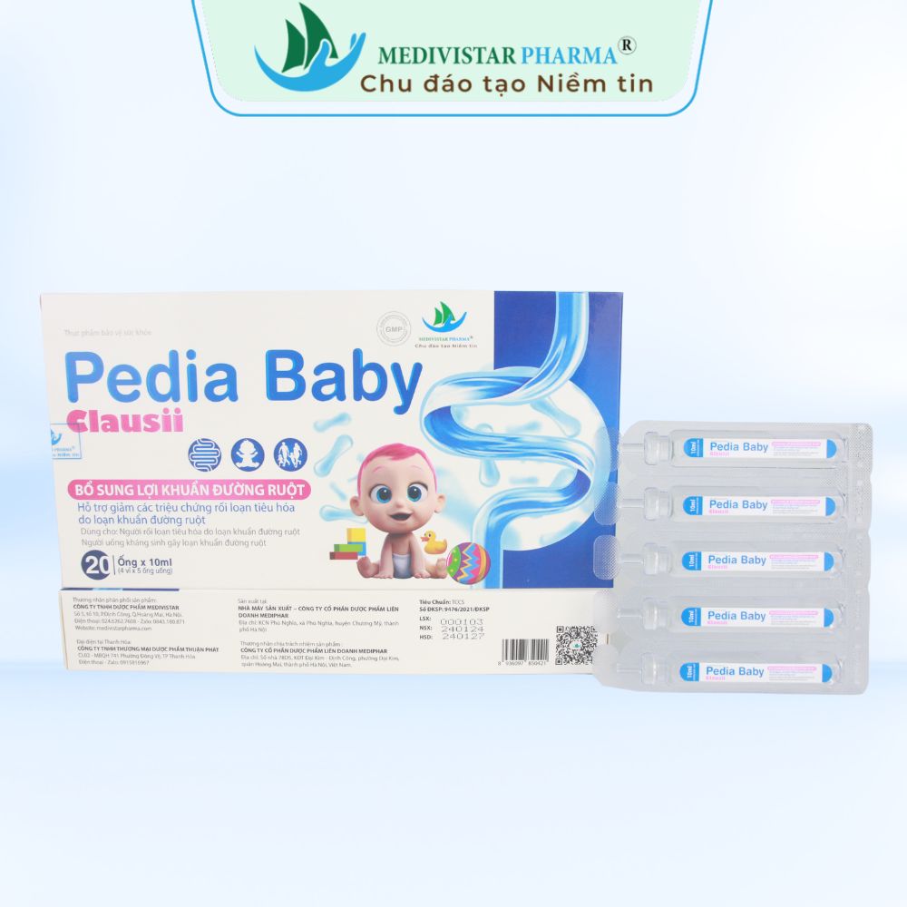 Men tiêu hóa Pedia Baby Clausii Medivistar Pharma, hộp 20 ống x 10ml