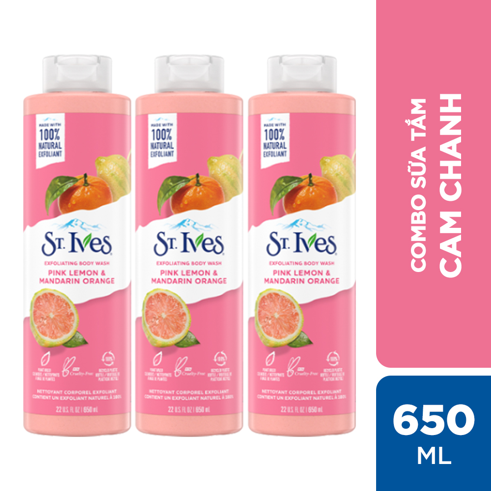 Combo 3 chai sữa tắm St.Ives Cam chanh 650ml