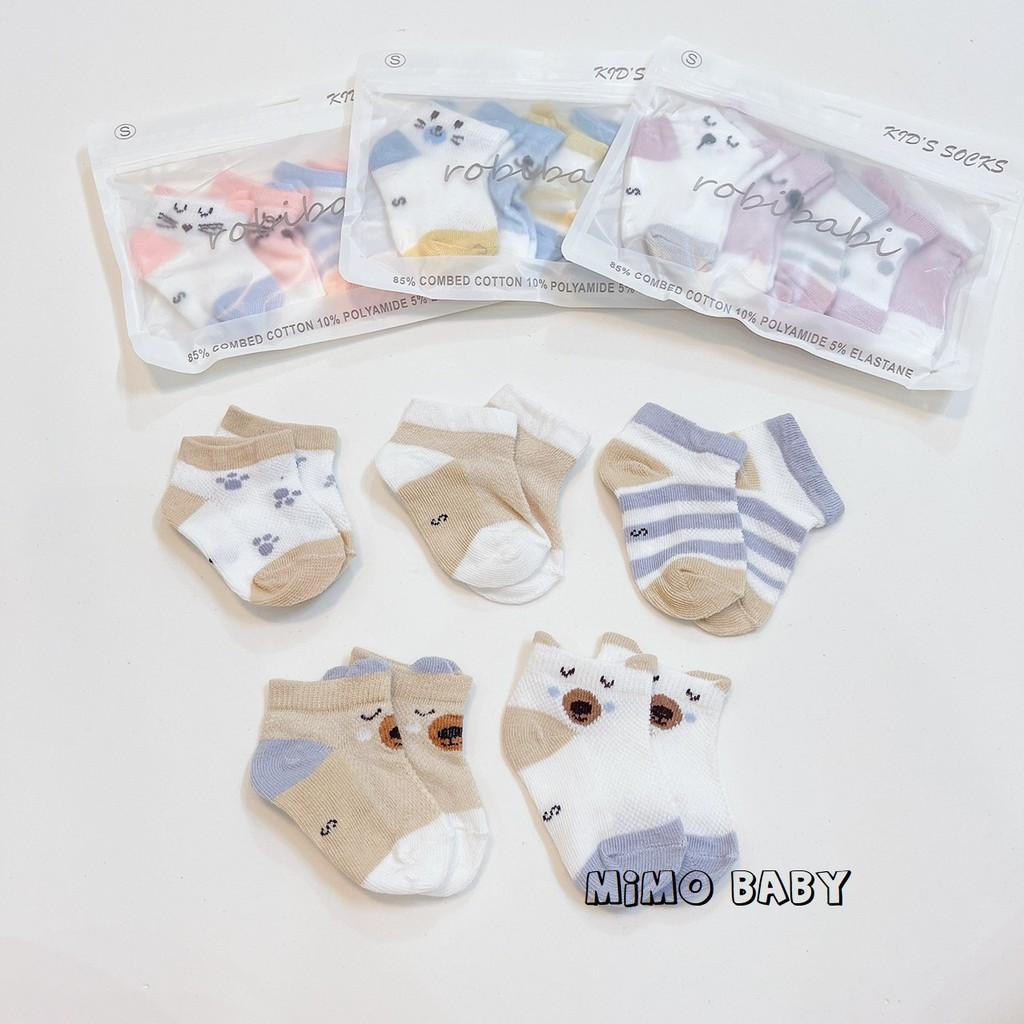 Set 5 đôi tất lưới Kidsock hình gấu Mimo Baby cho bé