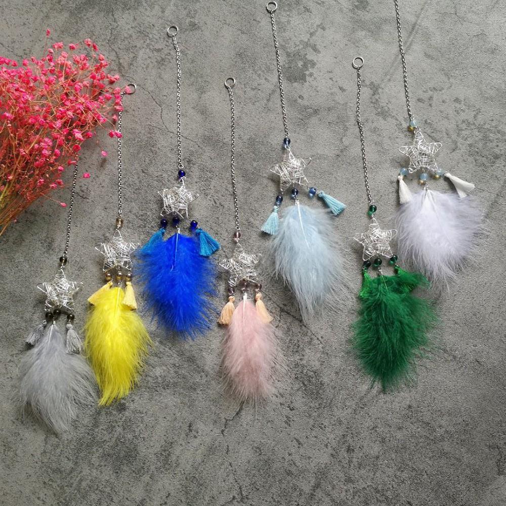 Dreamcatcher kim loại gắn lông vũ hình ngôi sao chọn mẫu