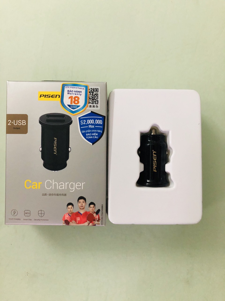 Sạc trên ô tô Pisen 2 USB Car Charger ( TS-C017 , 2xUSB , 2.4A , 12W ) _ Hàng chính hãng