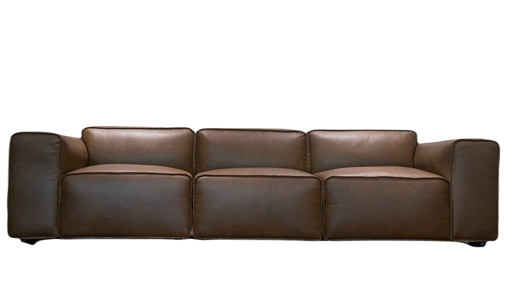 Sofa băng phòng khách hình khối Tundo bọc da cao cấp