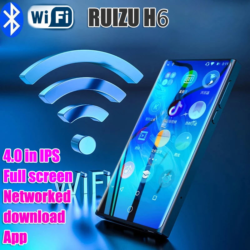 Máy Nghe Nhạc MP3/MP4 Ruizu H6 HĐH Android Màn Hình IPS Full HD 4inchs Bộ Nhớ Trong 16Gb Kết Nối Wifi - Bluetooth 5.0 Tích Hợp Loa Ngoài Hỗ Trợ Nghe FM, Ghi Âm, Xem Film - Hàng Chính Hãng