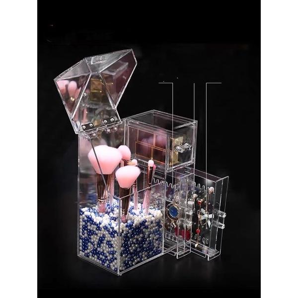 Hộp đựng cọ trang điểm kèm 3 ngăn đựng son cao cấp
