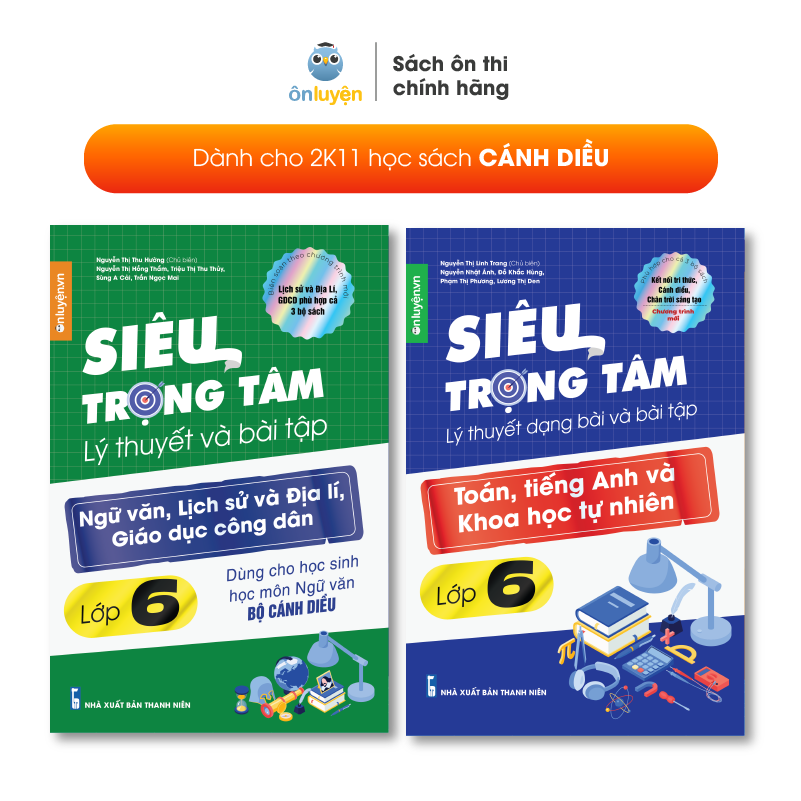 Lớp 6 - Combo 2 Sách Siêu trọng tâm TOÁN, TIẾNG ANH, KHTN và Văn, Khoa học xã hội lớp 6-Nhà sách Ôn luyện