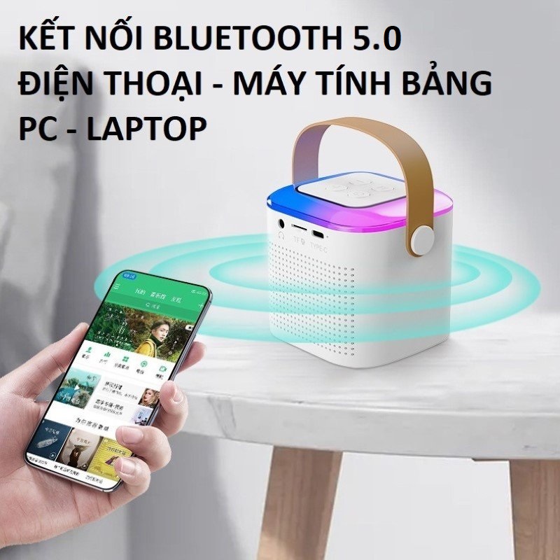 Bộ Loa Karaoke Led Mini Không dây Bluetooth Y2 Tặng Kèm 2 micro siêu nhỏ gọn cho điện thoại máy tính bảng pc laptop