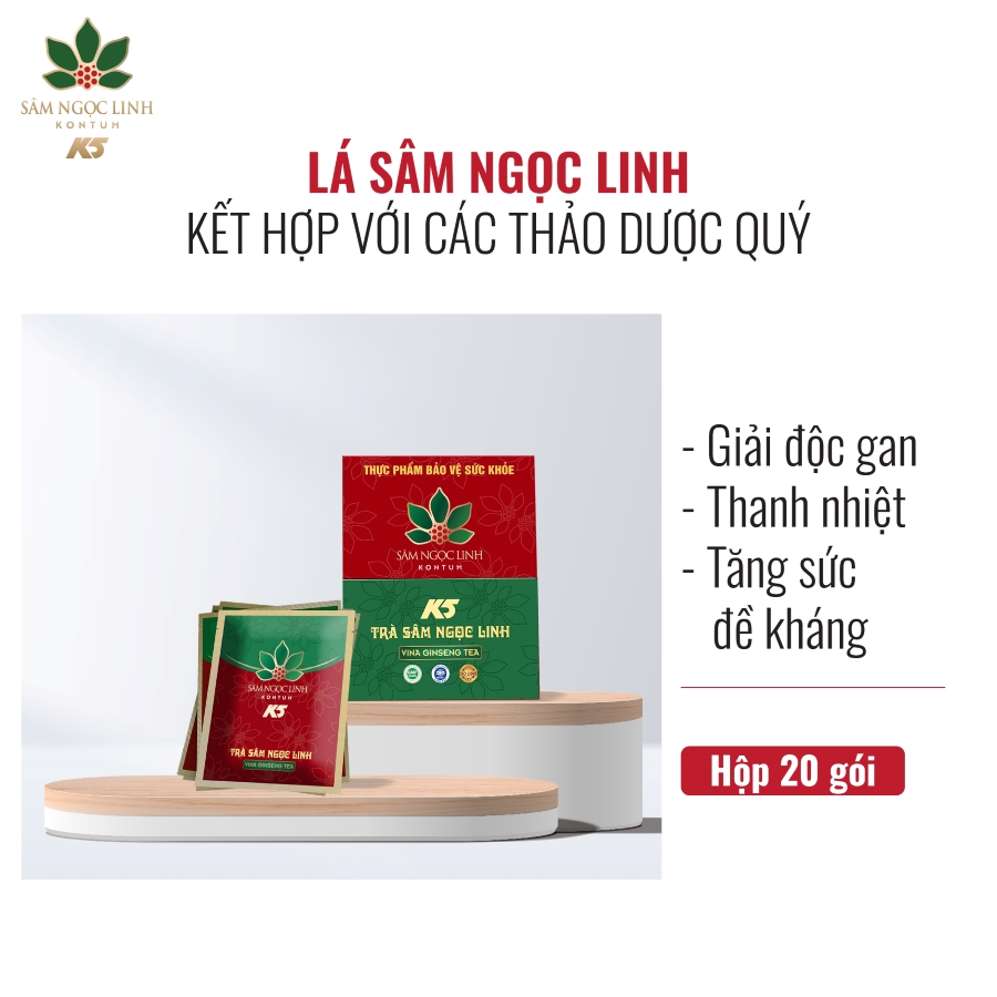 Đặn Sản Kon Tum - Trà K5 Sâm Ngọc Linh Kon Tum Hộp 20 Gói