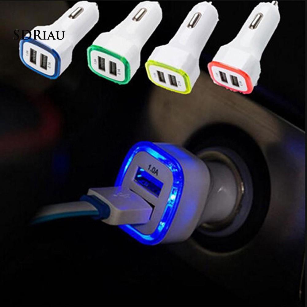 Tẩu sạc xe hơi có cổng USB kép 2.1A tích hợp đèn LED sáng nền cho iPhone iPad Samsung Galaxy