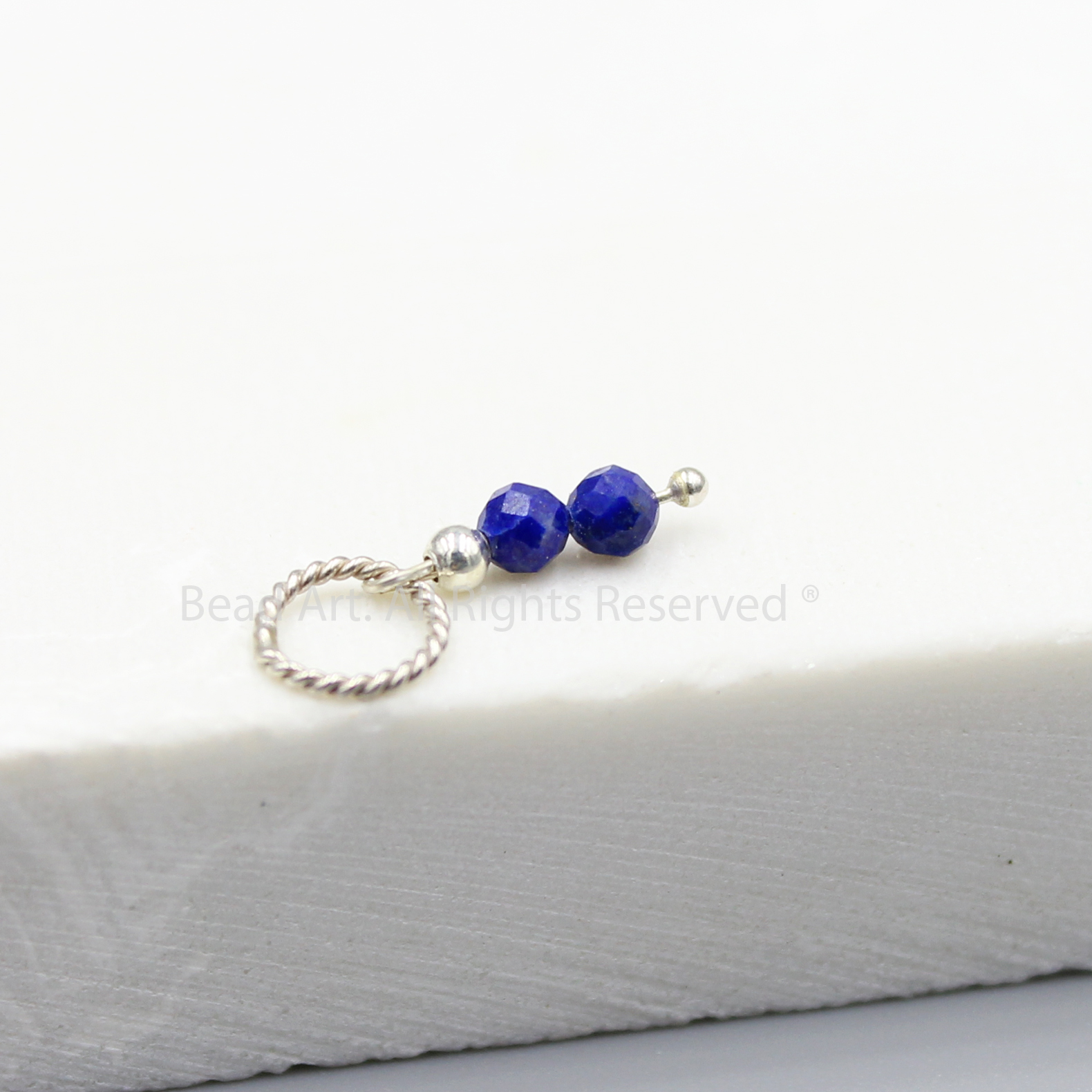 Mặt Dây Chuyền 14x3MM Đá Lapis Lazuli Xanh Dương Thiên Nhiên Và Bạc 925 Size Mini, Trang Sức Đá Phong Thuỷ, Mệnh Thuỷ, Mộc - Bead Art