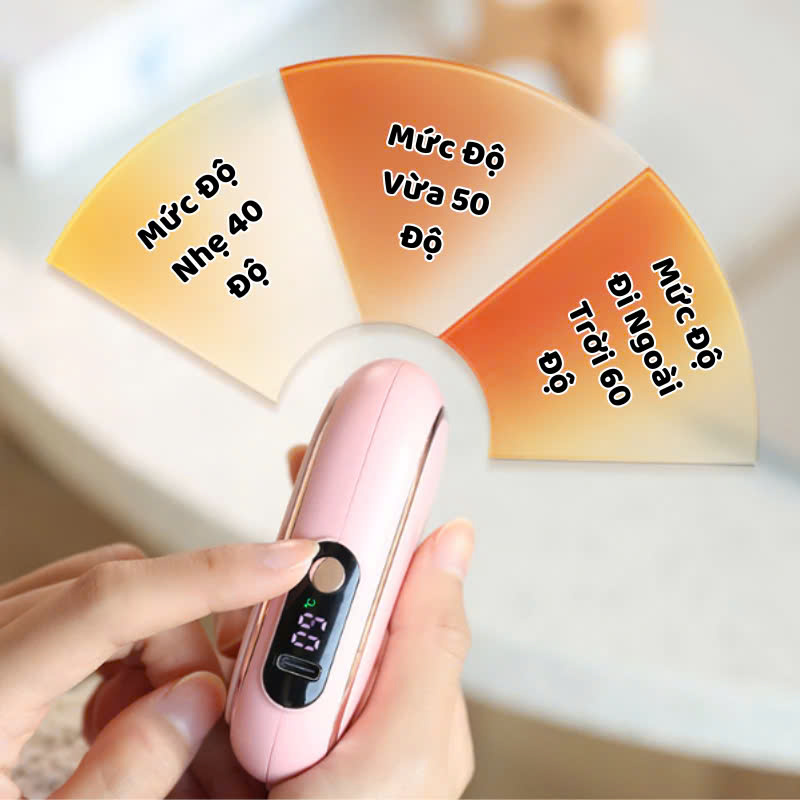 Máy Sưởi Ấm Mini Cầm Tay Kết Hợp Sạc Hiển Thị Đèn LED 3 Mức Nhiệt Và % Pin Văn Phòng Du Lịch Dã Ngoại Phượt - Hàng Nhập Khẩu