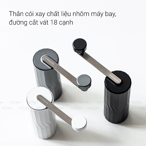 Cối xay tay M2 pro cà phê lưỡi thép CNC thân nhôm khắc vân kim cương CAFE DE KONA