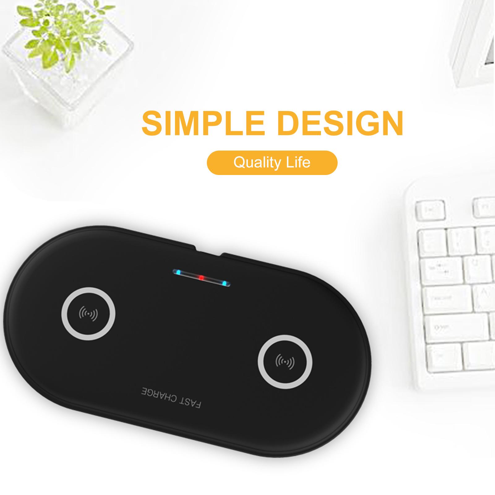 Bộ sạc nhanh 5 / 7,5 / 10W không dây Siêu mỏng Di động Tự động tắt nguồn Bệ sạc kép