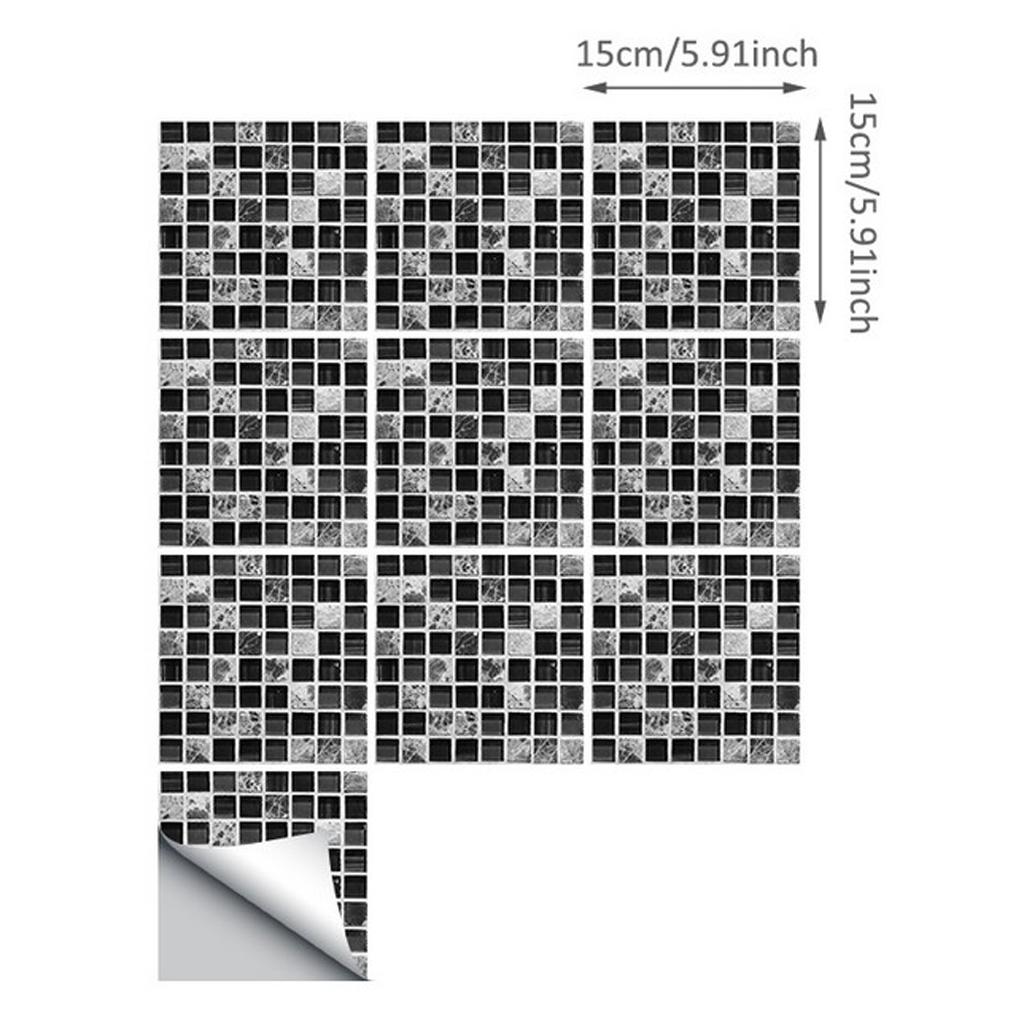 Black and White Mosaic Tile Sticker Kitchen Bathroom Floor Wall Decoration