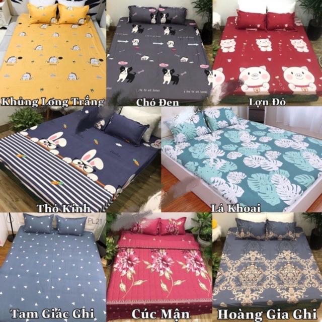 Bộ Drap Ga Giường Và 2 Vỏ Gối Poly Nhiều Mẫu Nghộ Nhĩnh Được Chọn Mẫu