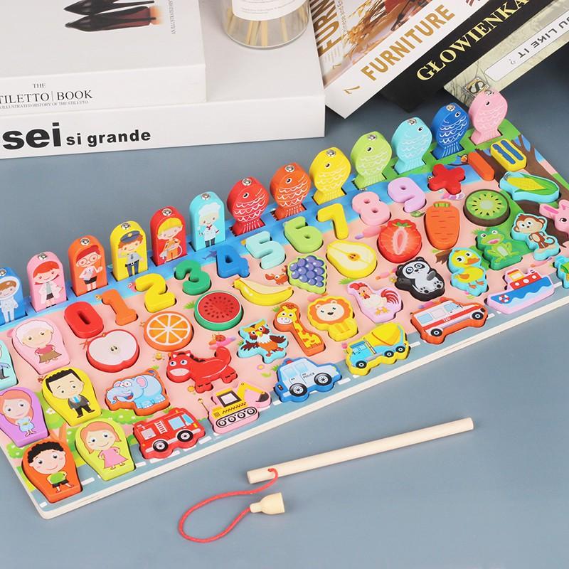 Bộ câu cá gỗ 5 hàng nhiều chủ đề cho bé yêu