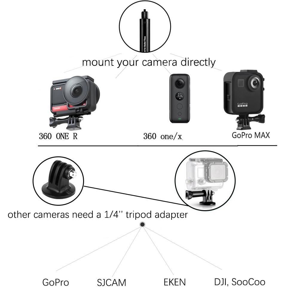 Xe máy Panoramic Monopad Tay cầm MOUNT TAY MOUNT cho GoPro Max Hero 11 10 Insta360 Một phụ kiện camera X3 X2