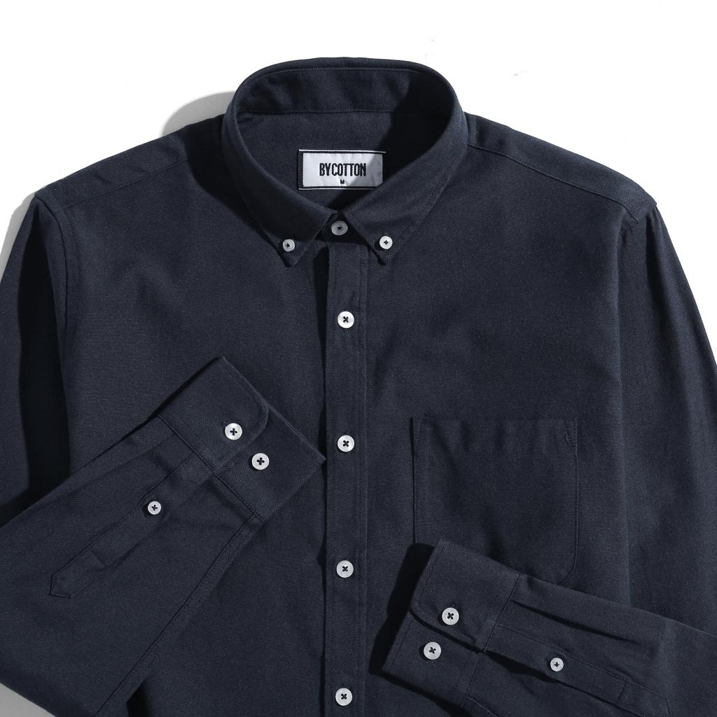 Áo Sơ Mi Nam Dài Tay Trơn BY COTTON 2212 Navy Oxford 2.0