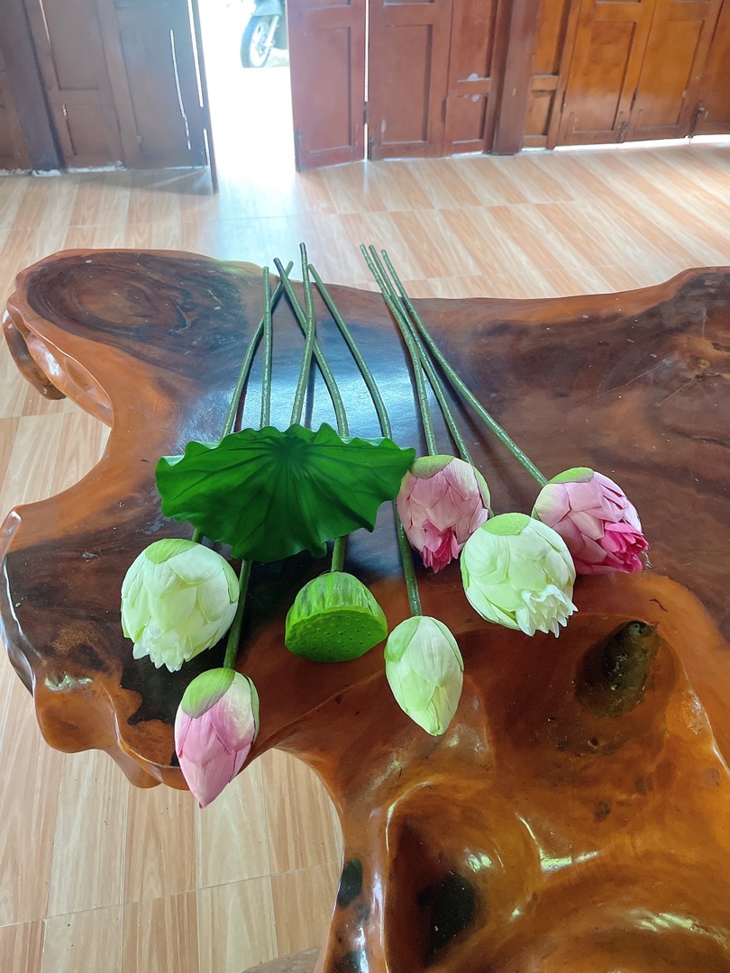 Set 11 bông hoa sen hoa lụa hoa sen giả