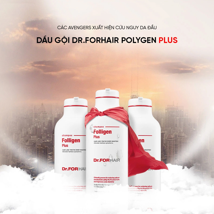 Dầu gội giảm rụng tóc Dr ForHair phục hồi hư tổn nang chân tóc và kích thích mọc tóc - Dr For Hair Folligen Plus Shampoo 500ml