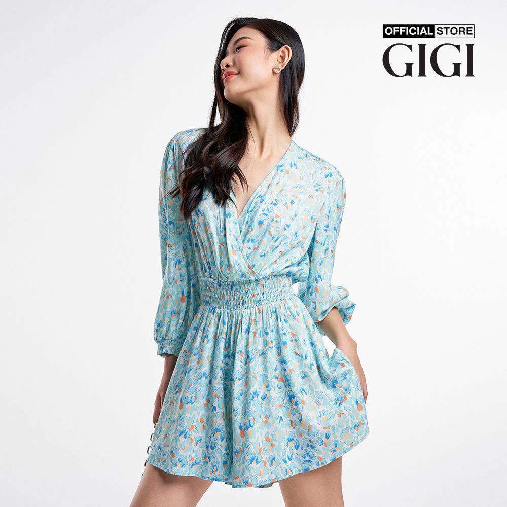 GIGI - Đầm mini cổ V tay dài bo gấu thời trang G2206J231617