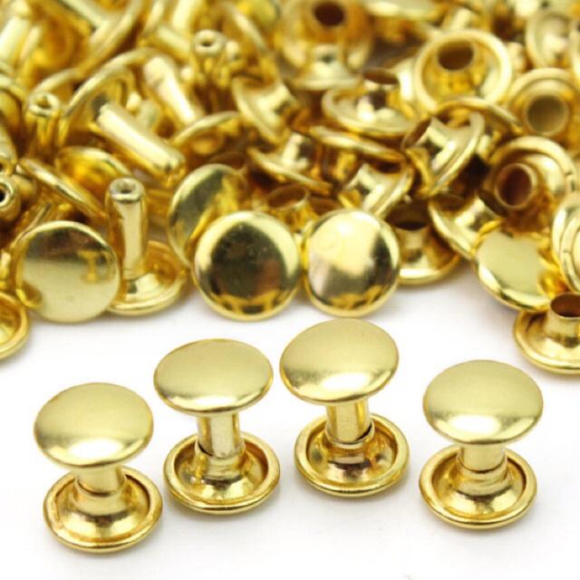 Nút tán rivet 2 mặt Bằng Thau không gỉ Màu vàng, màu đồng Size 6x6mm , 9x9mm Trang trí quần áo, làm thủ công