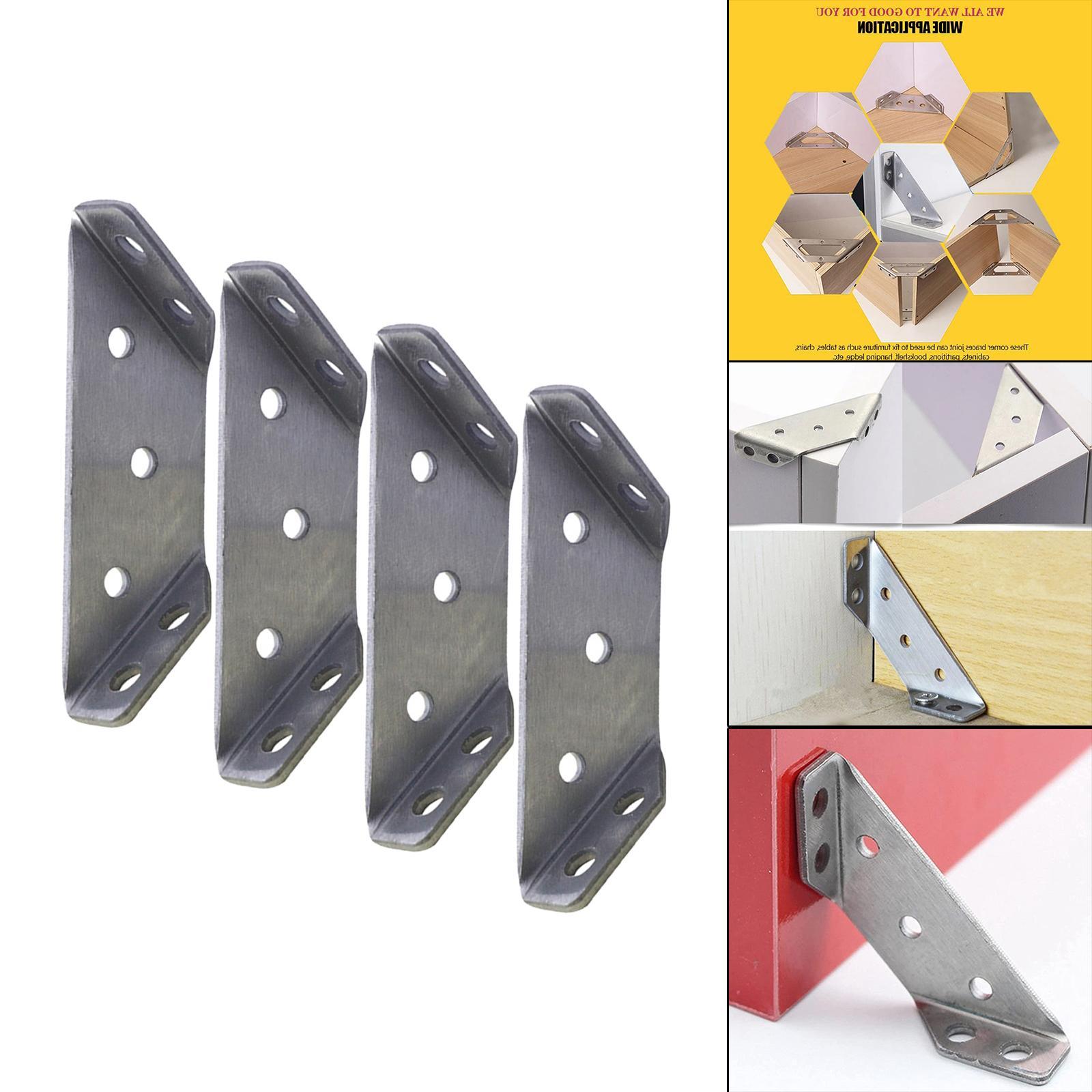 4x Stainless Steel Corner Joint, Furniture Corner Connector Fastener, Angle Corner Brackets for Shelf Window Table